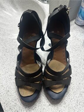 Tahari Blue Strappy Heeled Sandals with Ankle Wrap